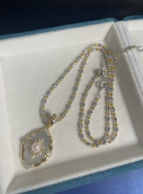 意大利进口工艺 橄榄闪珠双色项链 全调抽拉调节长度毛衣链