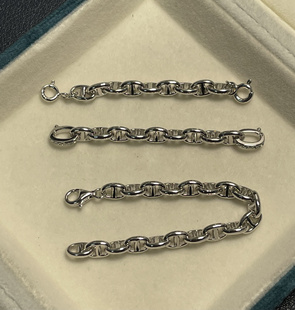 DIY延长链 珍珠项链延长链 925纯银粗款 实心猪鼻子日字链