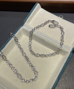 S925银镀白金幸运之眼8字手链 百搭延长链 DIY半珠半链