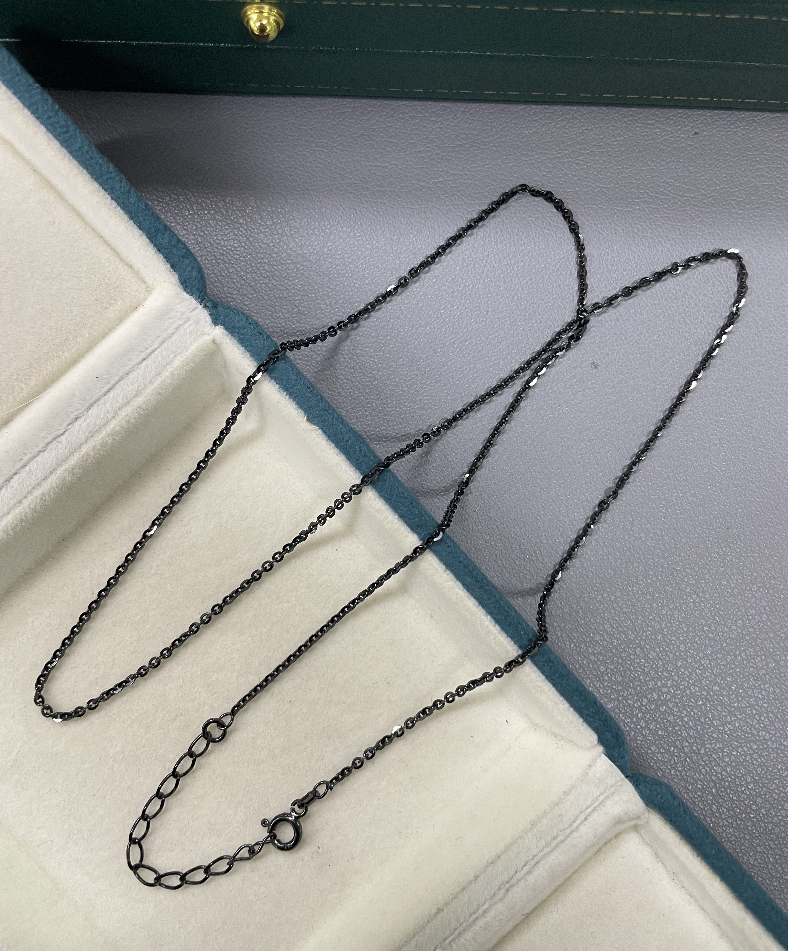 意大利进口银镀黑铑闪O链 个性时尚潮流长款项链