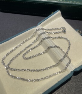 S925银镀白金意大利进口工艺3mm双丝扭绳项链时尚 毛衣链 百搭长款