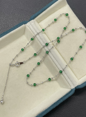 多巴胺 意大利工艺925纯银绿锆石尖晶仙女链法式复古锁骨链