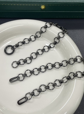 意大利进口工艺S925银暗黑银个性款麻花圆圈款工手链女半珠半链