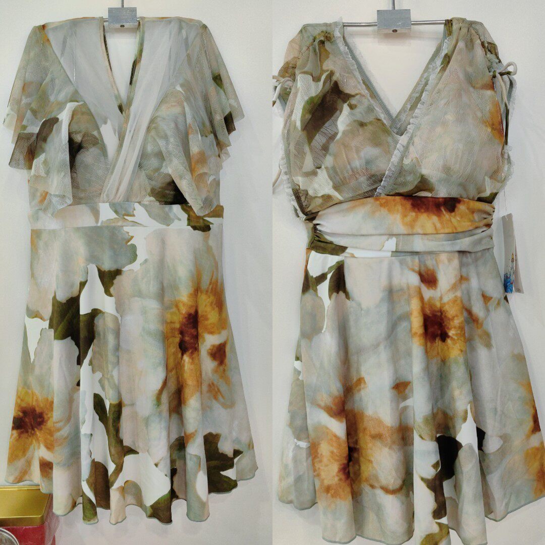 号手连体裙子游泳衣短袖聚拢水墨画保守遮肉显瘦泳装泳装泳池沙滩