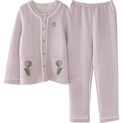 睡衣女款2025秋季款新款秋冬女士纯棉夹层来棉加厚加绒冬天家居服