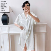 裙短袖 裙子真丝衬衫 裙子家居服 冰丝睡衣丝绸女款 恬可馨冰雪丝新款