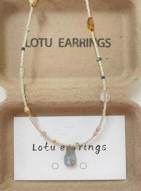 Lotu earrings-捷克琉璃小猫串珠项链