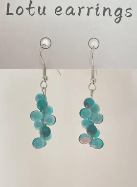 Lotu earrings-湖蓝色葡萄耳环