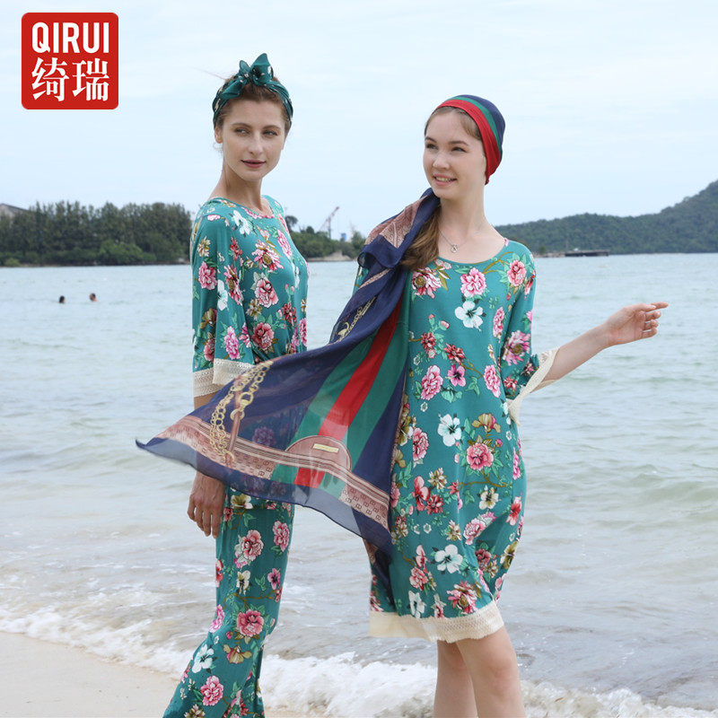绮瑞2019春夏季女士甜美碎花睡衣