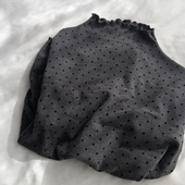 正肩T恤上衣新款 植绒印小波点灰色木耳领半领打底衫 显瘦百搭长袖