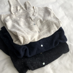 上衣 简约百搭韩版 含羊毛彩点纱小V领纽扣针织开衫 女早秋新款