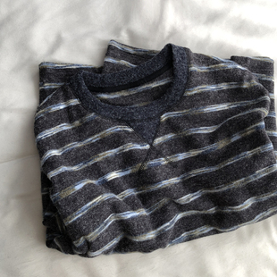 仿兔绒慵懒撞色休闲条纹卫衣女秋冬厚款长袖打底衫百搭上衣