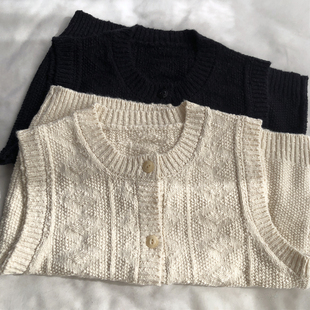 温柔棉线针织衫马甲复古简约叠穿无袖圆领纯色毛衣背心女