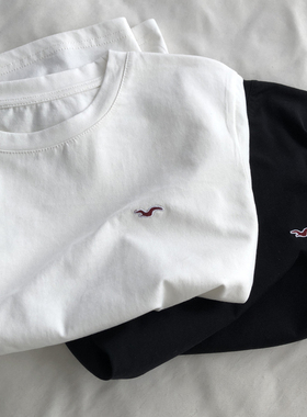 全棉小剌绣精致黑白简约万搭短袖T恤圆领打底衫上衣