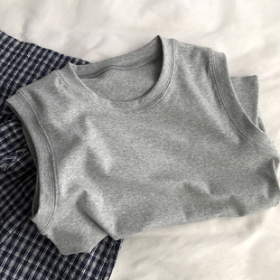 打底衫 修身 外穿上衣新 百搭圆领无袖 遮副乳显瘦灰色背心女夏季