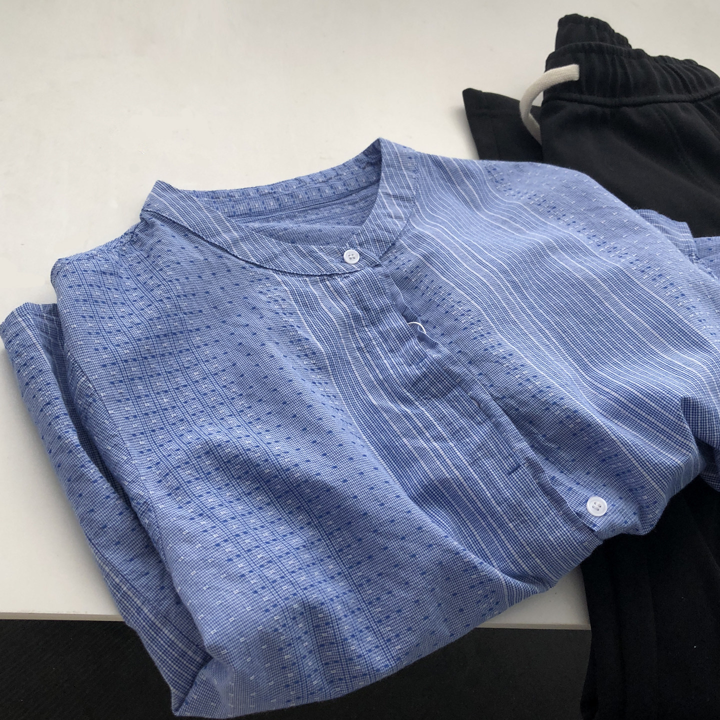 韩版套结设计排扣蓝色印花休闲长袖衬衫女秋季百搭薄款衬衣,女装/女士精品,衬衫,淘宝优惠券,粉丝福利购,淘宝优惠卷