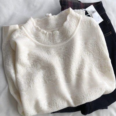 含羊毛花边蕾丝打底衫