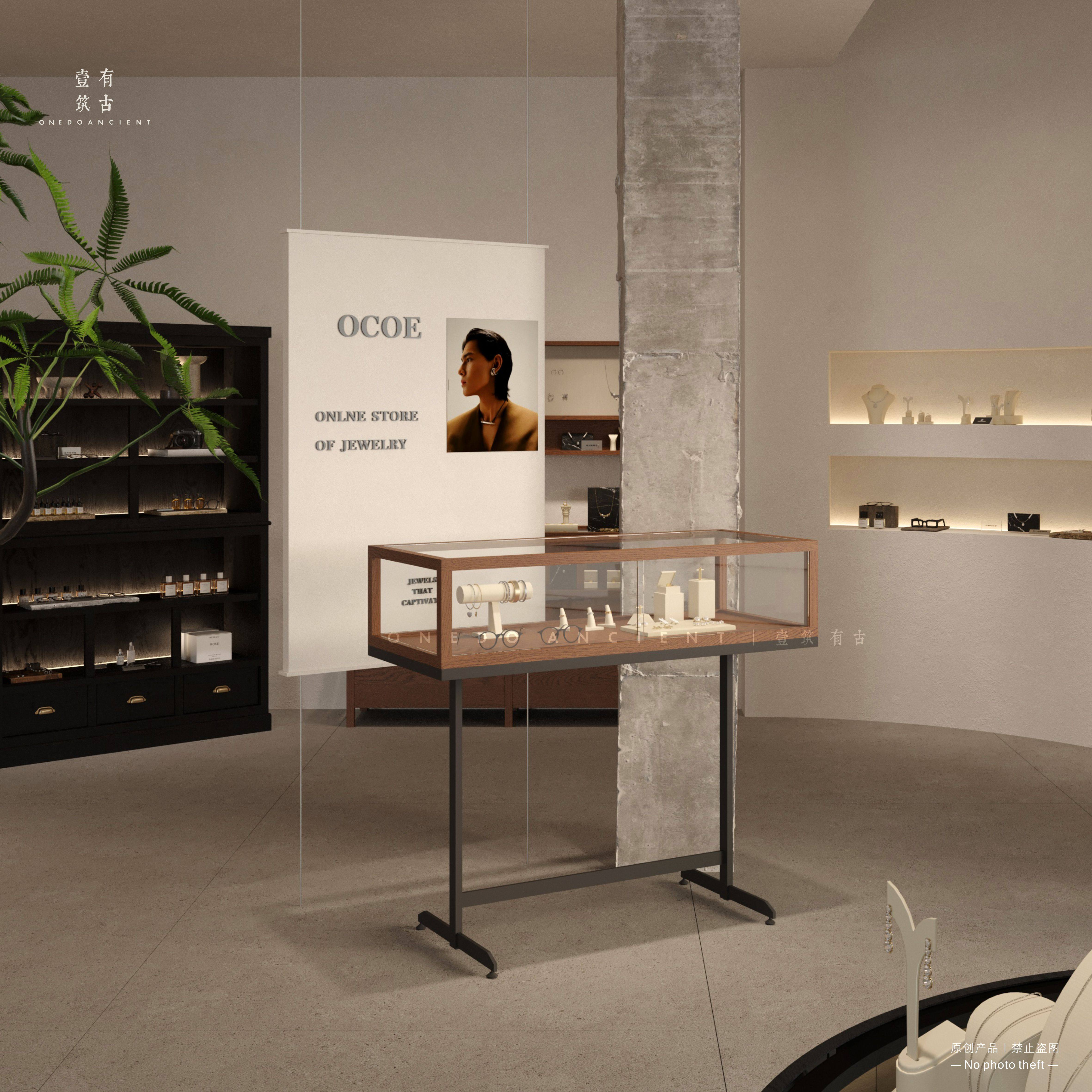 饰品店中岛展示柜玻璃陈列架玉器珠宝精品展柜新中式摆放展览柜台