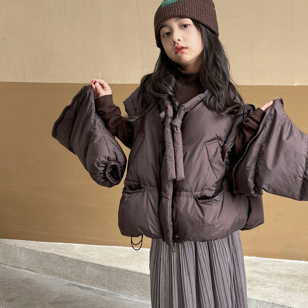 女童可拆卸袖子羽绒棉服洋气韩版加厚保暖棉衣中大童棉袄外套宽松