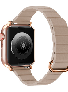 细款磁吸荔枝纹皮质星光色适用于iwatch10苹果s11代6SE静静的表带