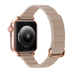 细款磁吸荔枝纹皮质星光色适用于iwatch10苹果s11代6SE静静的表带