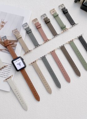适用iwatch10表带苹果9代智能手表简约AppleWatch11/9/8/SE细皮带