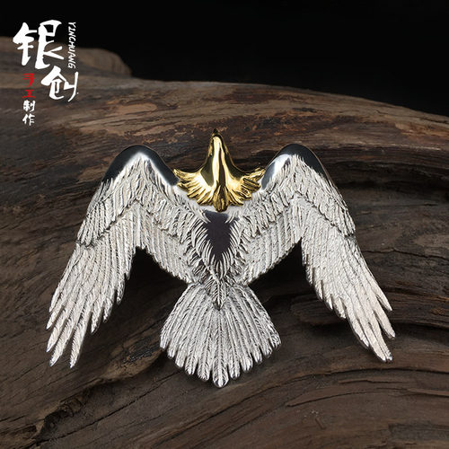 银创高桥吾郎手工Horizon Blue折翅鹰菊地健925纯银HB金头鹰吊坠