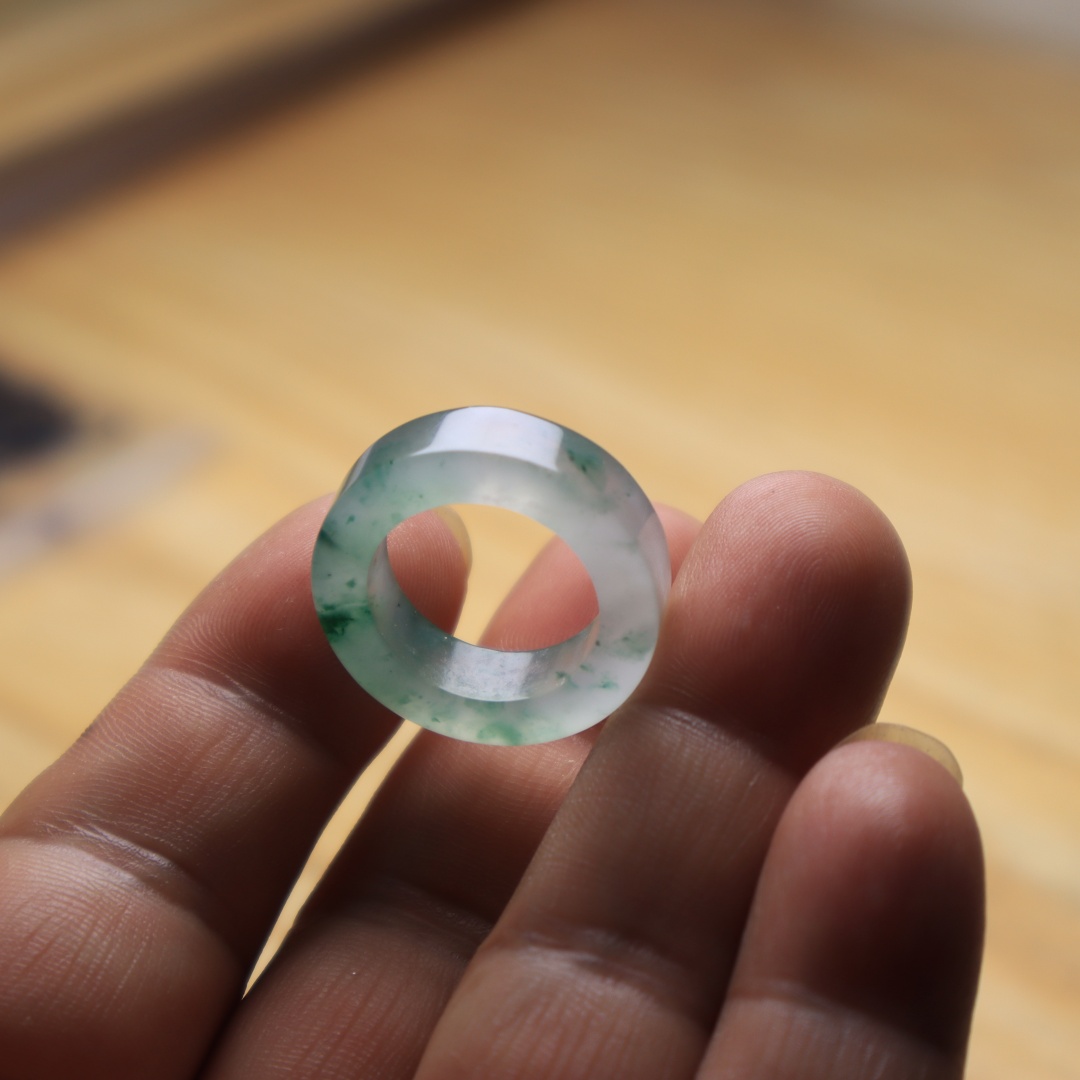 13号冰种戒指阳绿色飘花非洲翠玉戒男女款飘绿指环尾戒扳指送礼