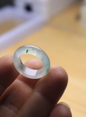 17号冰种戒指阳绿色飘花非洲翠玉戒男女款飘绿指环尾戒扳指送礼