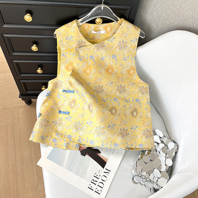 新中式国风盘扣马甲女款春季百搭坎肩高端宋锦复古唐装马夹背心女,女装/女士精品,马夹,淘宝优惠券,粉丝福利购,淘宝优惠卷