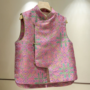 国风马甲上衣女 高级感坎肩提花背心马夹新中式 早秋新款 外搭无袖