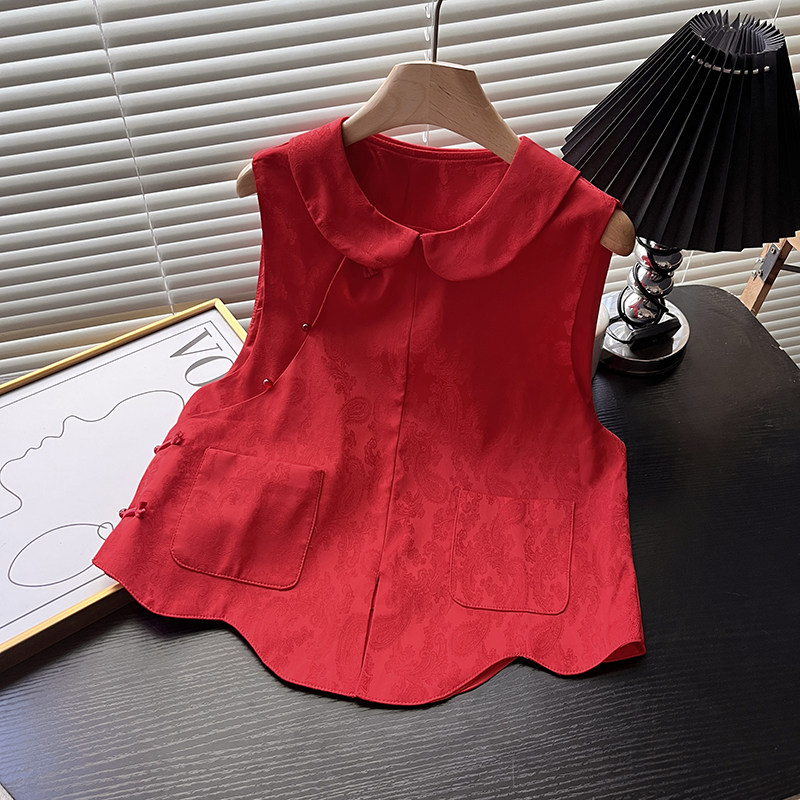 新中式国风复古盘扣背心搭红色上衣2026春季潮款氛围感拼接马甲潮,女装/女士精品,马夹,淘宝优惠券,粉丝福利购,淘宝优惠卷