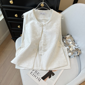 新中式 坎肩洋气外搭 白色复古圆领无袖 唐装 国风马甲女春夏2025新款