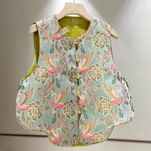 潮妈马夹设计感年轻国风马甲女 时尚 新中式 女中国风上衣气质个性