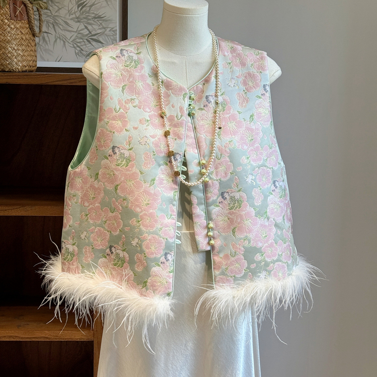 新中式提花马甲女国风背心