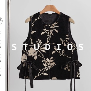 新中式国风提花马甲爆款女早秋2025新款韩系温柔风显瘦简约女马甲