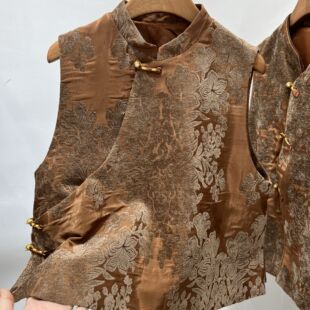 背心古风日常穿搭女外穿 提花马甲立领盘扣唐装 2026秋季 复古新中式