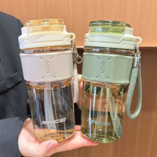 简约水杯咖啡杯男女高颜值吸管杯随手杯塑料夏天便携外带喝水杯子