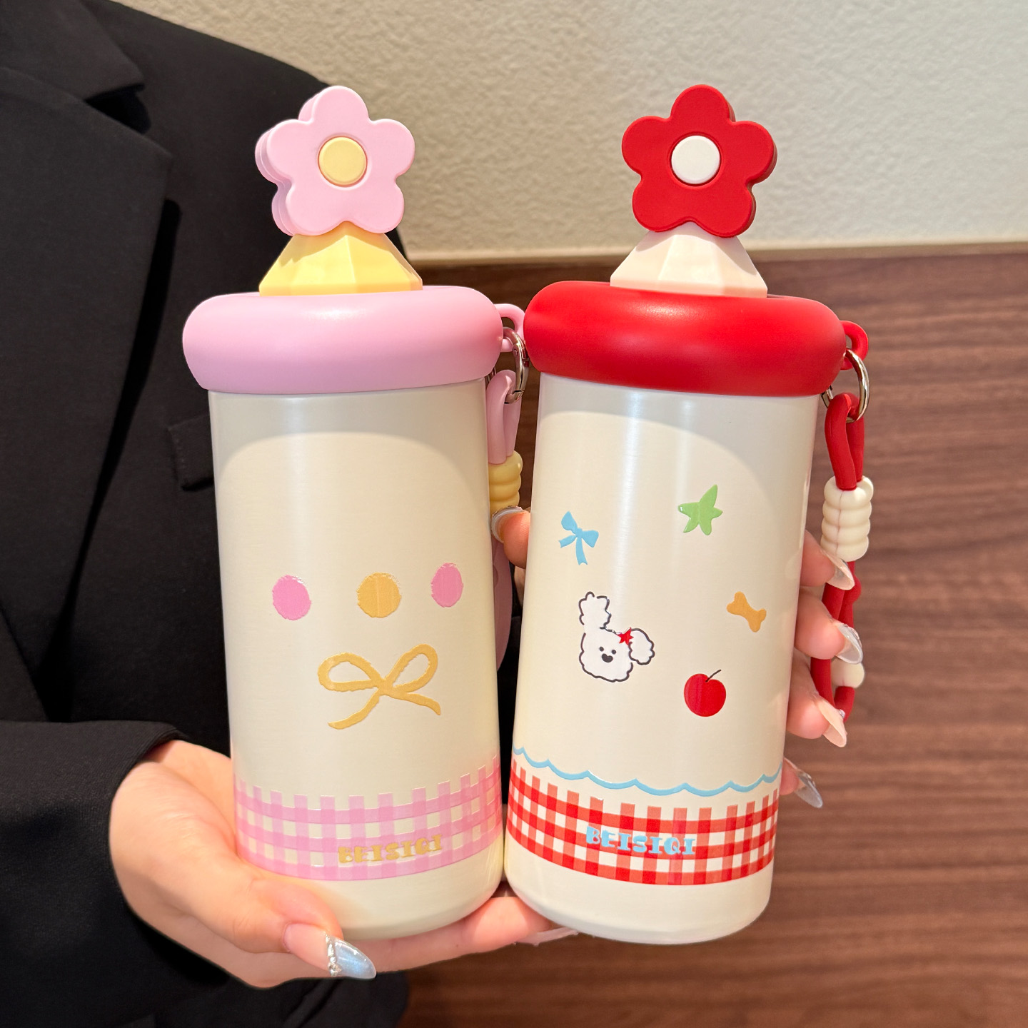 可爱保温杯女生吸管水杯咖啡杯子