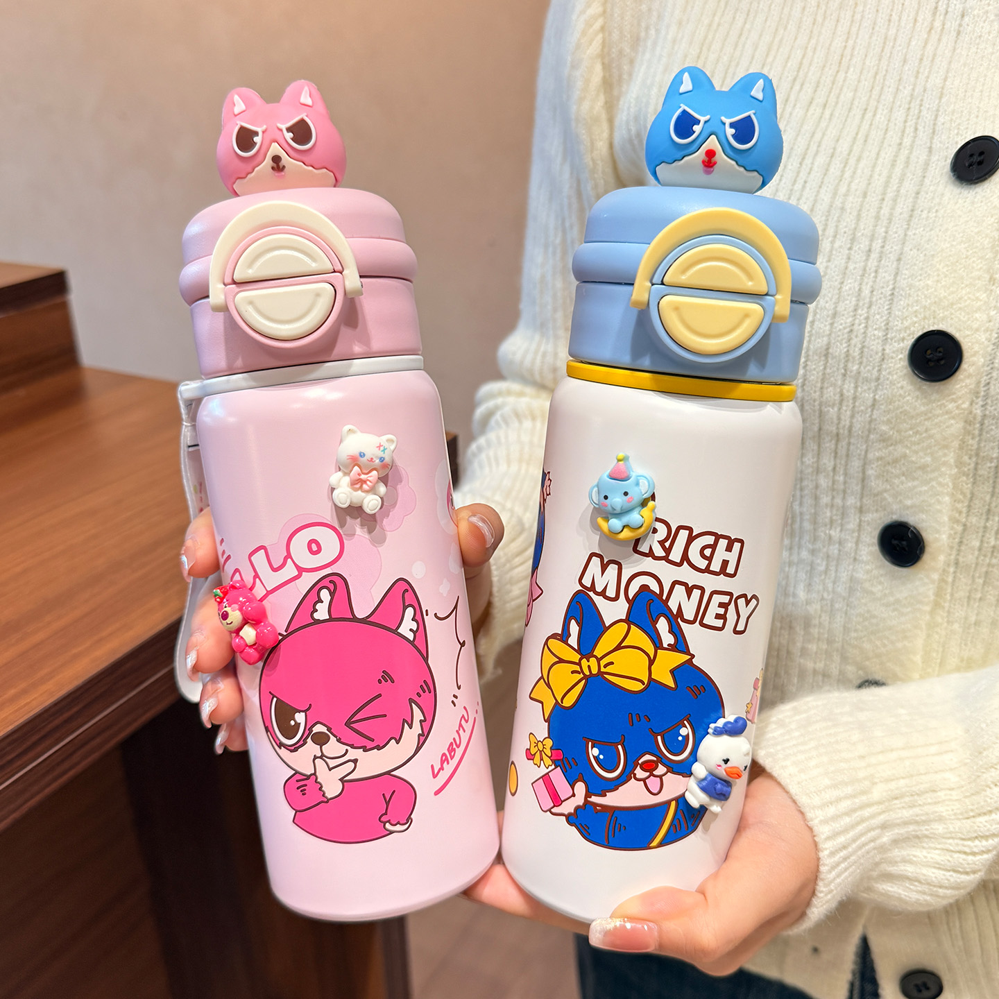 儿童保温杯学生上学专用吸管杯子