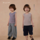 允儿妈男女童夏季 洋气木耳边条纹背心宝宝儿童2025百搭上衣套头衫