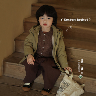 允儿妈童装宝宝杜邦三防棉服日系幼儿园加棉加厚防风连帽外套