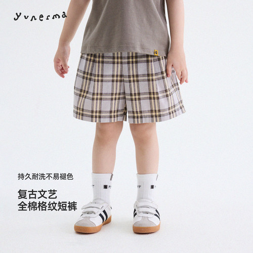 幼儿园日系复古格子短裤