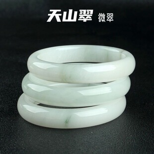 天然新疆天山翠手镯一抹飘花手镯金丝玉飘花扁条浅翠玉石手镯女士