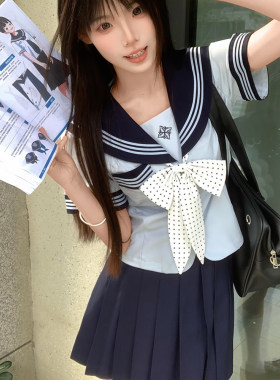 织野鹿jk原创水手服短袖套装