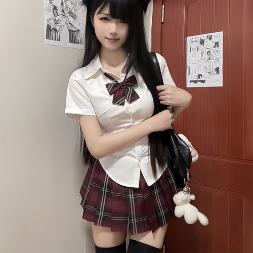 JK制服正版原创收腰短袖衬衫