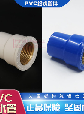 联塑PVC给水蓝白色金属内丝直通20内螺纹直接4/6分1寸内牙直25/32