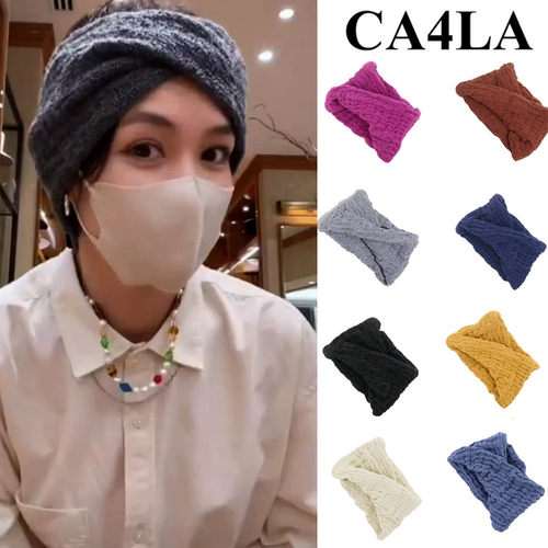 日本ca4la同款宽边羊毛针织发带女冬交叉扭结发箍弹力显脸小头套