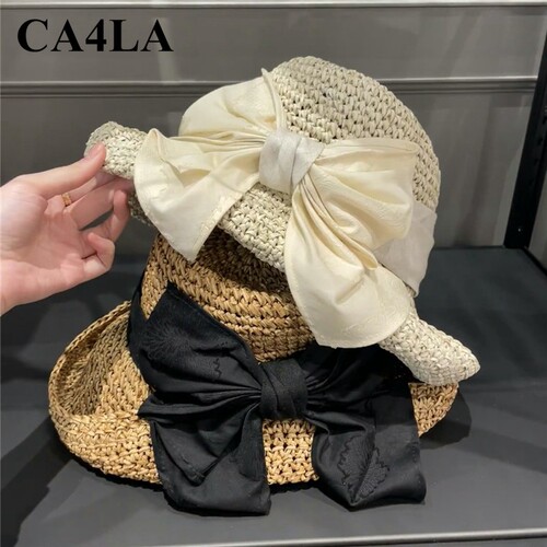 日本ca4la新款UV草帽女夏渔夫帽