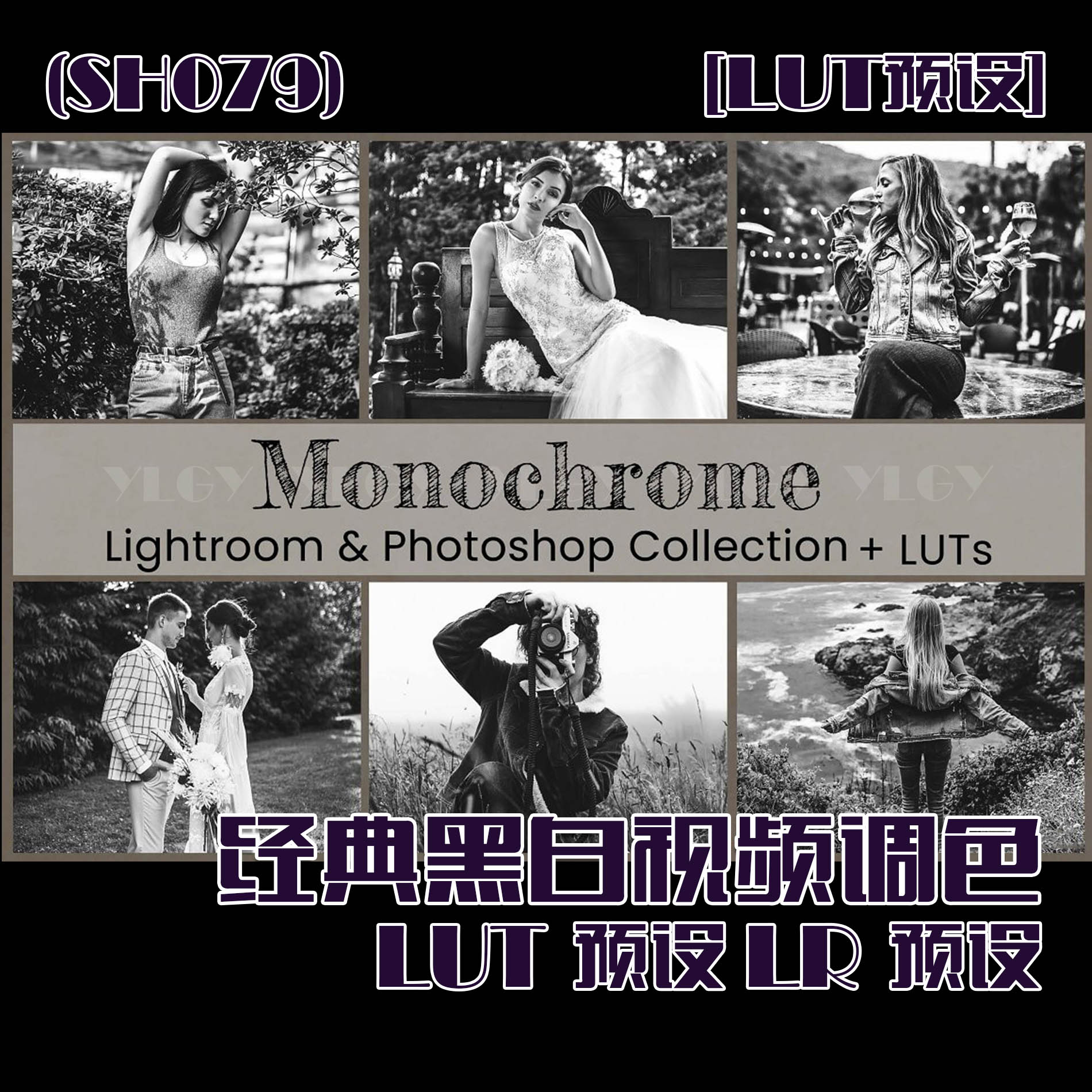 (SH079)经典黑白视频调色LUT预设及LR预设 Monochrome Lightroom